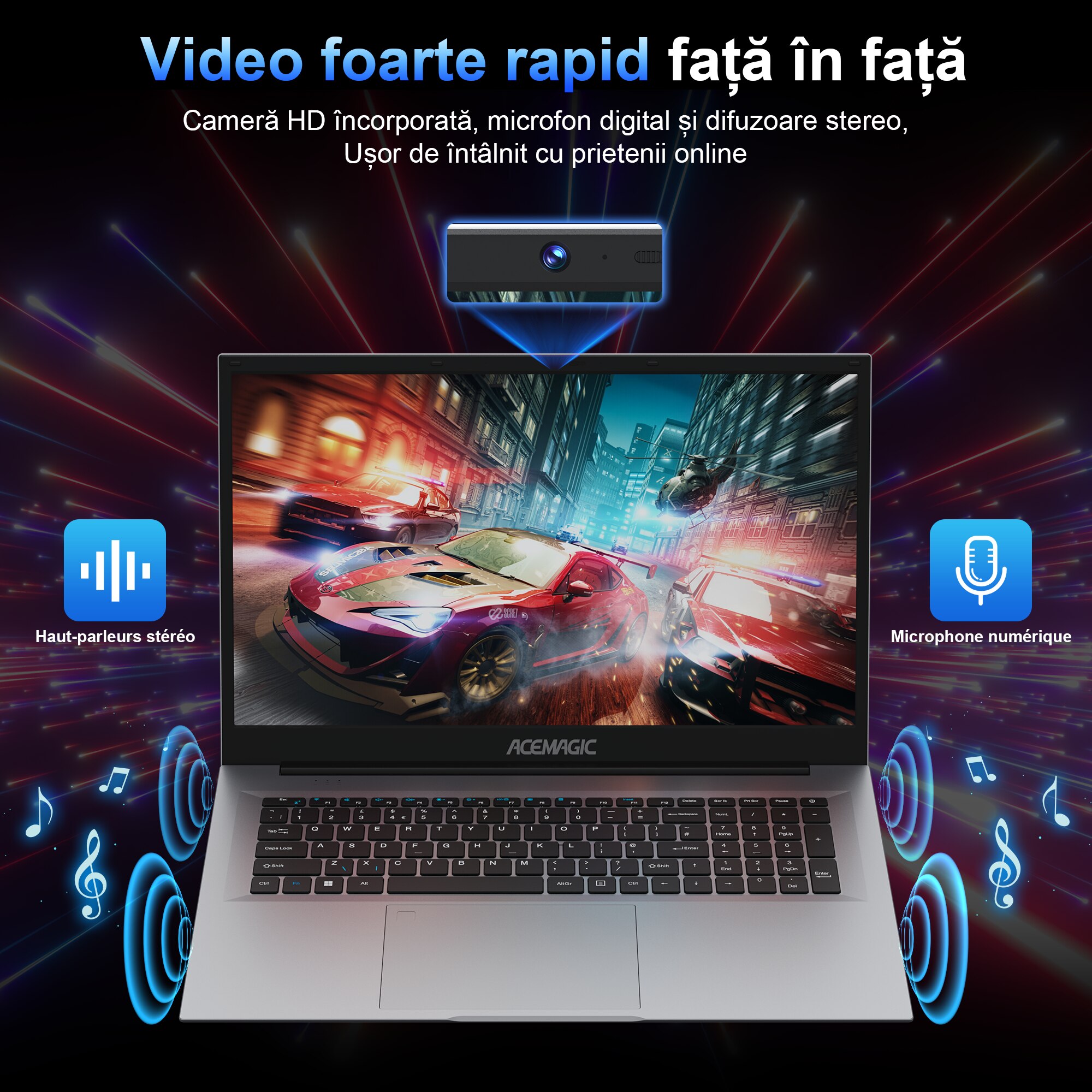 Laptop ACEMAGIC 15.6''cu procesor Intel® Twin Lake N150 pana la 3.6 GHz, 16GB DDR4 RAM, 512GB SSD, Windows 11 Pro