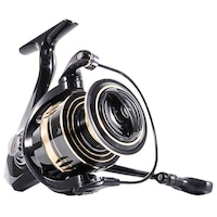 Mulineta spinning pentru pescuit, Hggzeg, Mulineta de pescuit, MG4000, Tambur metalic, Rulmenti inox, Raport de recuperare 5.2:1, Forta de franare statica 15 kg, Rezistent la uzura, Alloy, 7 * 12 * 11cm, Aur negru