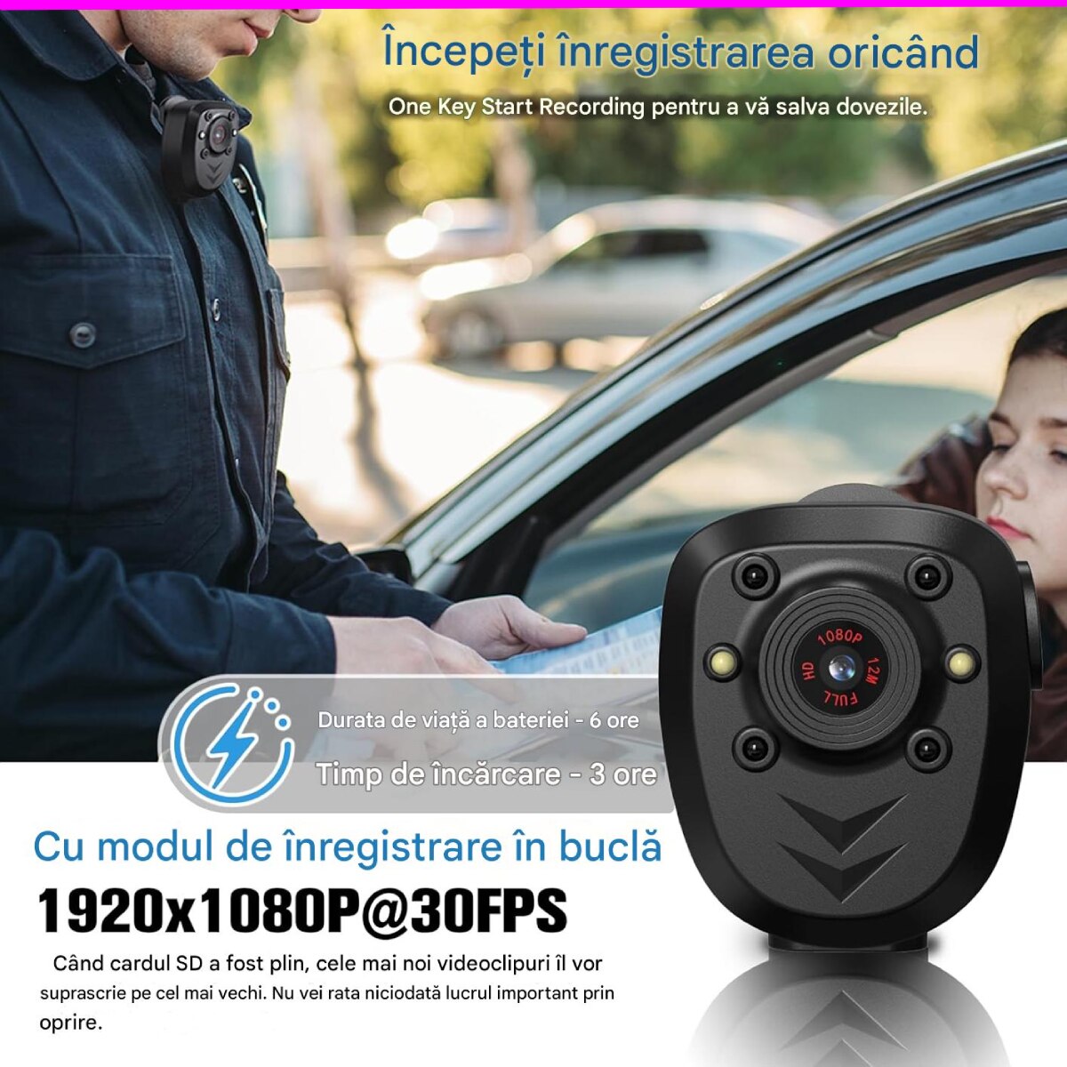 Camera video sport, camera HD fara fir 1080P, portabila, clip rotativ ...