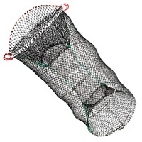 Plasa de pescuit pliabila, Hggzeg, Plasa de pescuit juvelnic conic, Capcana pliabila, Prindere rapida si abundenta, Pentru crabilor, crevetilor, homarilor, in apa dulce sau sarata, PE/Metal, 33x60 cm, Negru