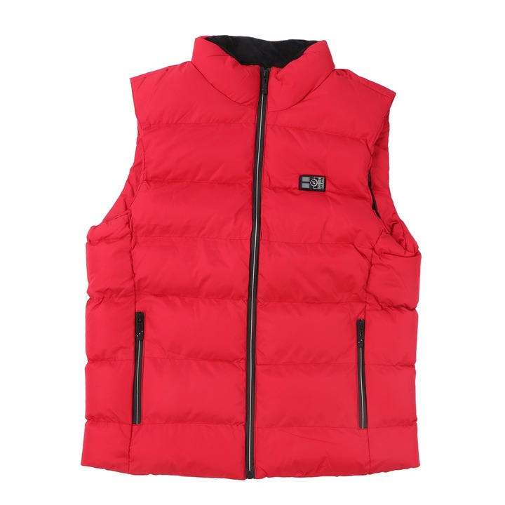 Vesta incalzita cu 15 zone Vesta de incalzire electrica USB ingrosata Inchidere cu fermoar Vesta incalzita de iarna rosu