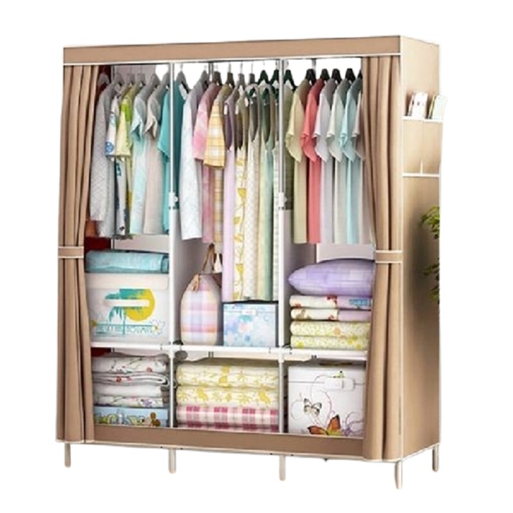 Dulap Portabil Pentru Haine, Capacitate, 130x170x45 cm, maro