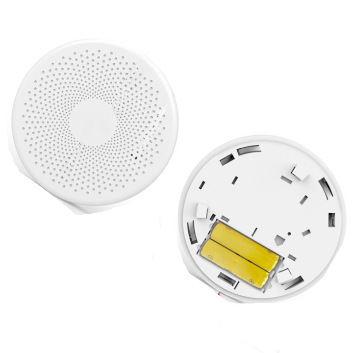 Detector inteligent 2 in 1 de fum si monoxid de carbon, Smart Wi-Fi, include stroboscop si alarma, instalare recomandata, 0-40°C, ABS, avertizare de baterie descarcata, detector de fum, baterii neincluse, alb