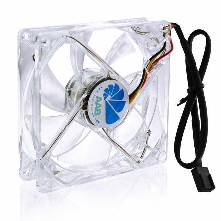 Ventilator PC, AabCooling, Super Silent Fan 9, 92x92x25mm, 58m3/h, 13.6dB, LED albastru, Alb