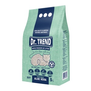 DR.TREND Super Premium Asternut igienic pentru pisici, Aloe, Bentonita, 5L
