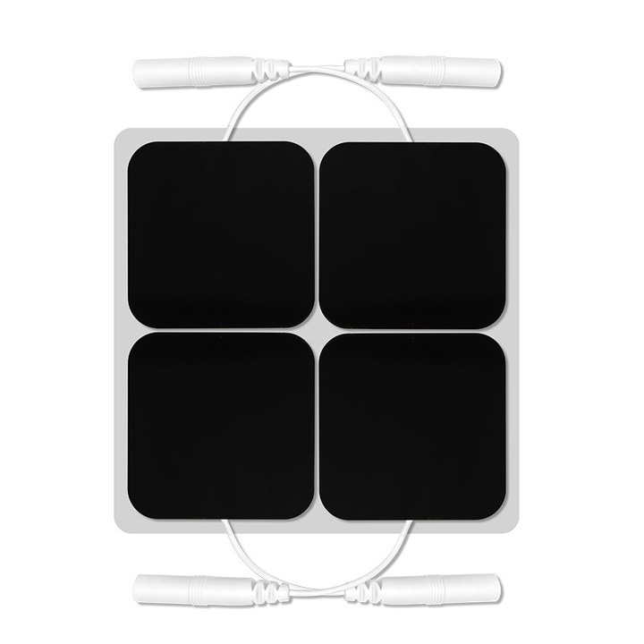 Set 4 Paduri Electrozi Gel，pentru Aparat De Masaj Cu Electrostimulare / Fizioterapie，SHIJOOE®，reutilizabile，compatibile cu toate aparate de electrostimulare si fizioterapie TENS, EMS de pe piata，interfata 2.0，Diverse dimensiuni，non-iritanti， negru
