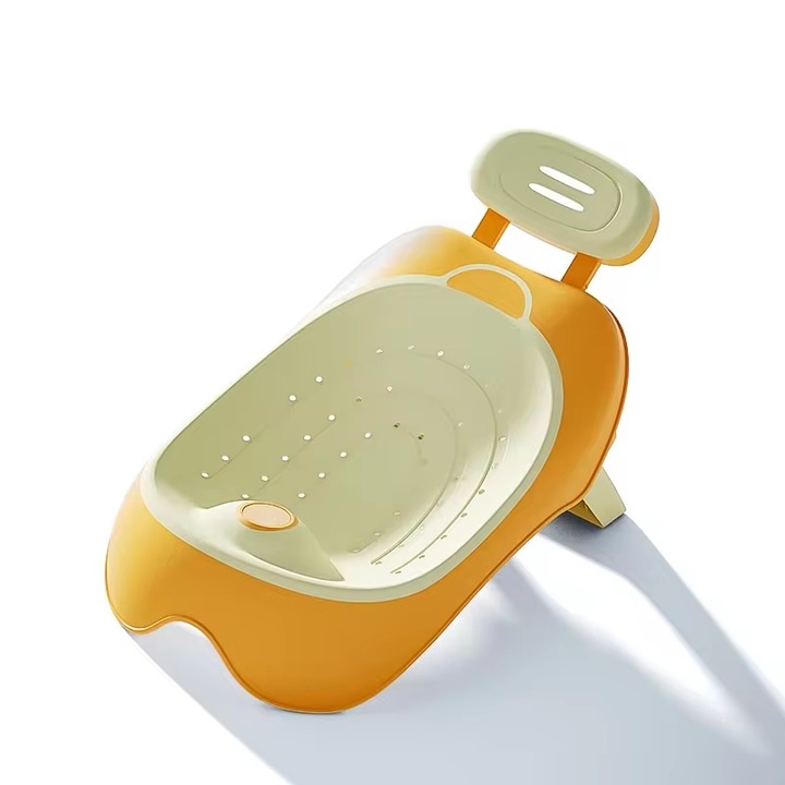 Reductor pentru cadita Little Mom Yellow pliabil, cu tetiera reglabila, zone anti-alunecare, pozitie ergonomica, dimensiune 30x20.8x48cm