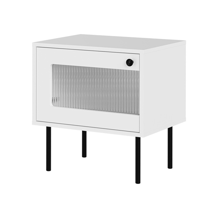 Set 2 Noptiere Aurezi 1D, MIRJAN24, alb, 39x52x55 cm