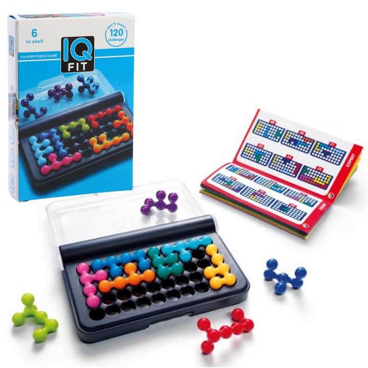 Oktatási logikai játék, IQ Fit Puzzler Pro, 3D, 120 kihívás, kognitív képességek fejlesztése, Vanaxalife, Multicolor