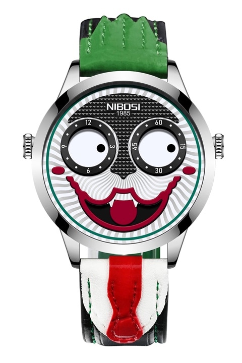 Ceasuri pentru barbati Analog Quartz Clown Dial Ceasuri de mana Unic Ciudat La Moda Cool Ceas Rezistent la apa Curea din piele Ceasuri pentru barbati