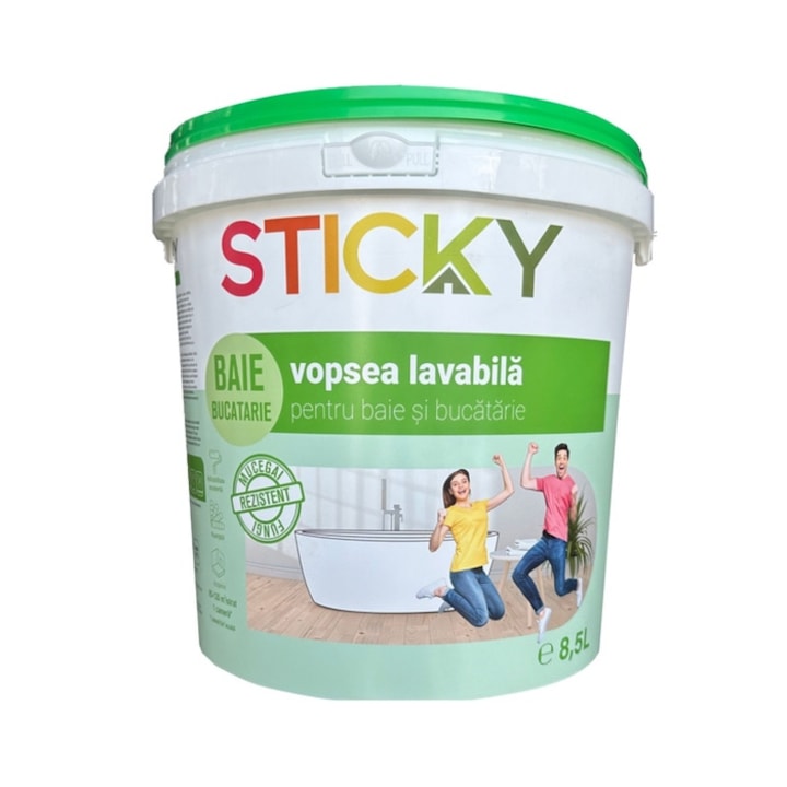 Интериорна миеща се боя, лепкава, против мухъл, бяла баня и кухня, 8,5л