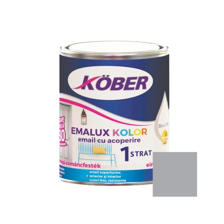 Vopsea alchidica pentru lemn / metal, Kober Emalux Kolor, interior / exterior, verde, 0.75 L
