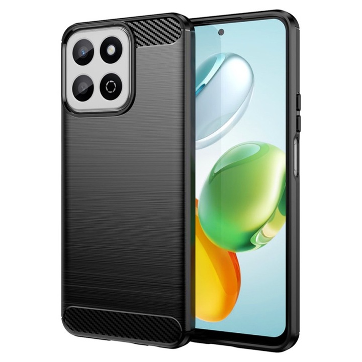 Szénálló tok Honor 200 Smart / X7c telefonhoz, OPTIM MEGOLDÁS, szilikon TPU jobb védelem, szálas kialakítás, ütésálló optimalizálás, hosszú távú tok, fekete