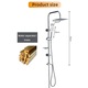 Coloana de dus cu para, RorAem, Coloana de dus patrat 20cm, set baterie perete dus cu brat extensibil 95cm, crom