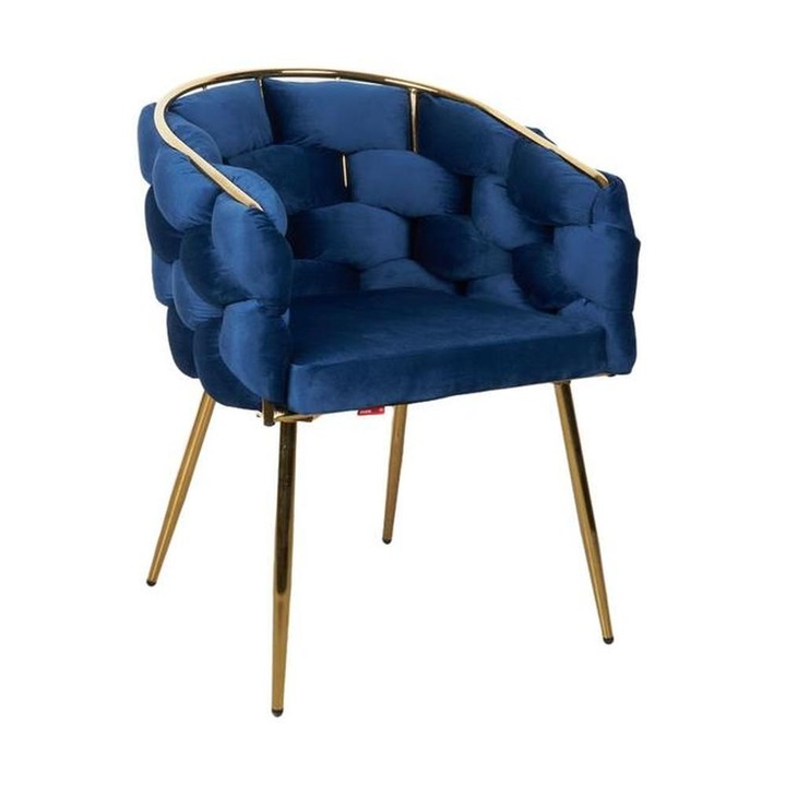 Scaun Living Tapitat KJC15, 67 x 60 x 80 cm, culoare albastru