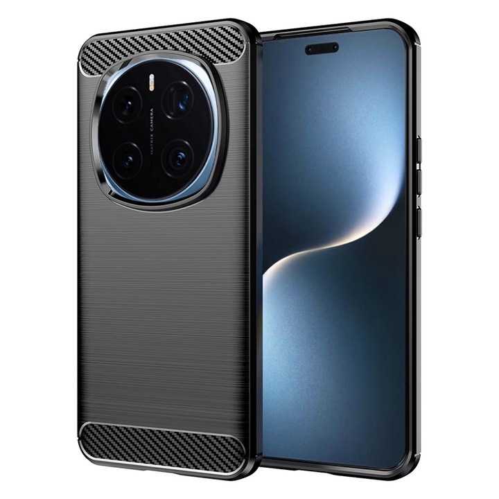 Устойчив на въглерод калъф Optim Solution за Honor Magic7 Pro, Silicon TPU Better Protection, Fiber Design, Anti-Shock Optimization, Long Term Case, черен