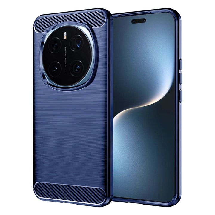 Устойчив на въглерод калъф Optim Solution за Honor Magic7 Pro, Silicon TPU Better Protection, Fiber Design, Anti-Shock Optimization, Long Term Case, Blue