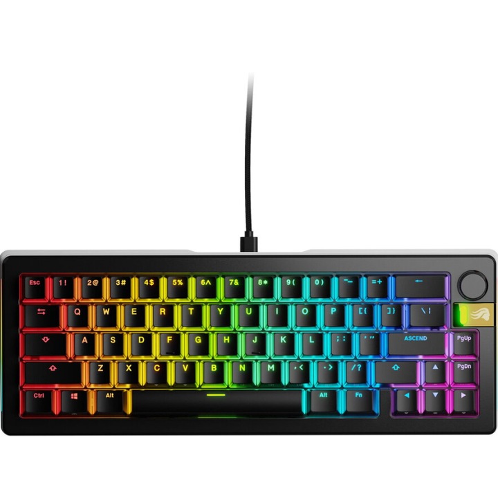 Tastatura mecanica Glorious GMMK 3 PRO, Fox HE Switches, 66 taste, USB, Cu fir Negru