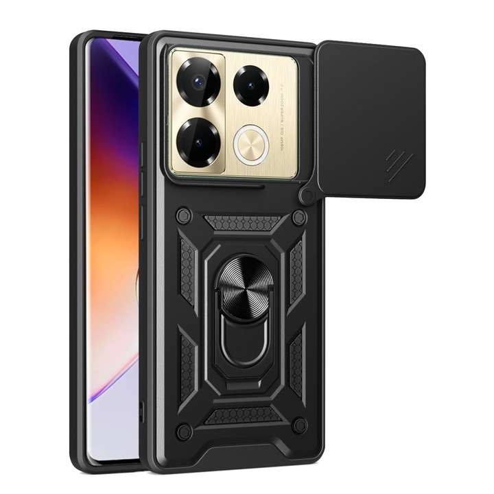 Калъф за телефон Infinix Note 40 Pro/Note 40 Pro+ 5G, военна защита, магнитен държач, черен