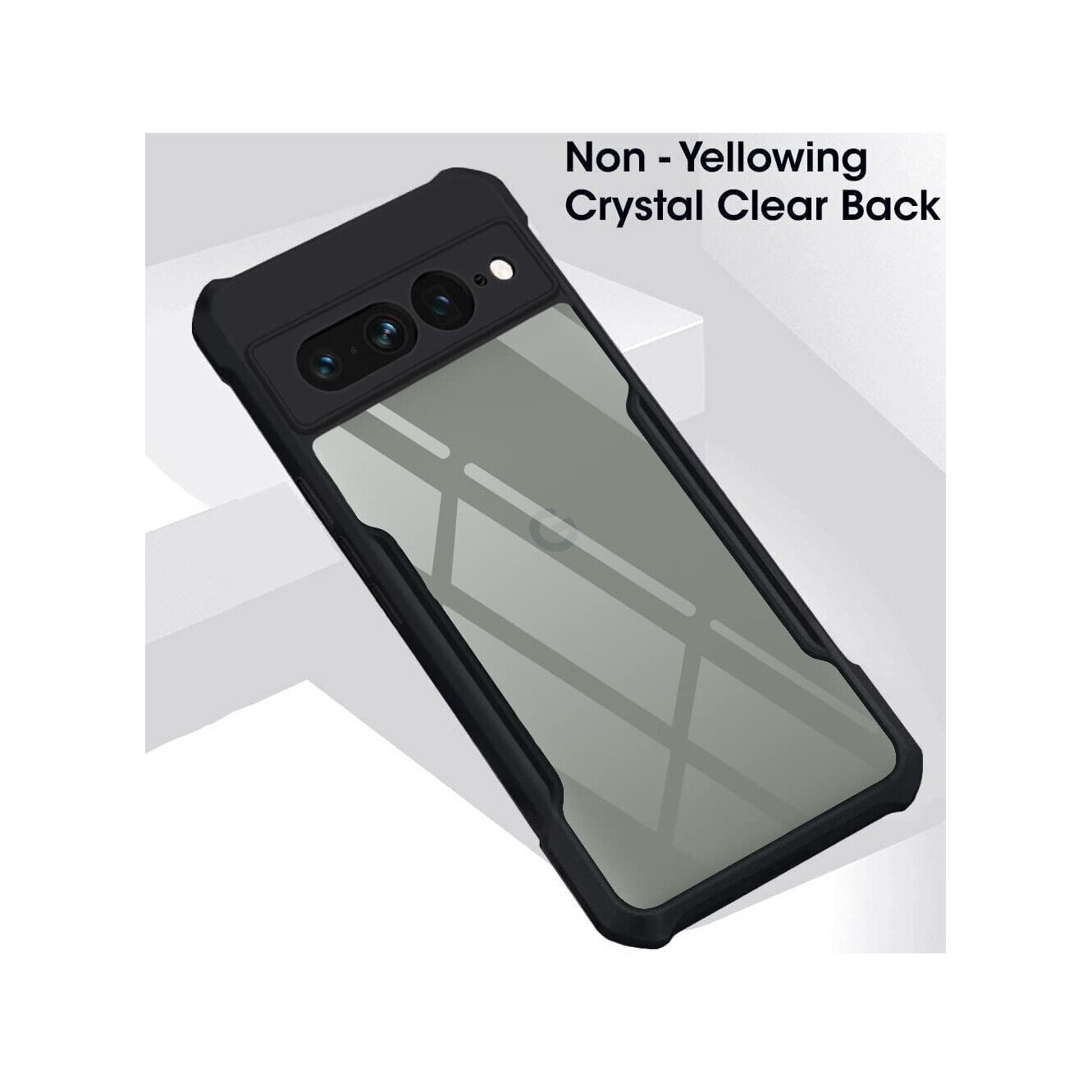 Husa telefon, pentru Google Pixel 7 Pro 5G Bumper ultra subtire usor, moale TPU, acrilic transparent capac spate， Clear Black