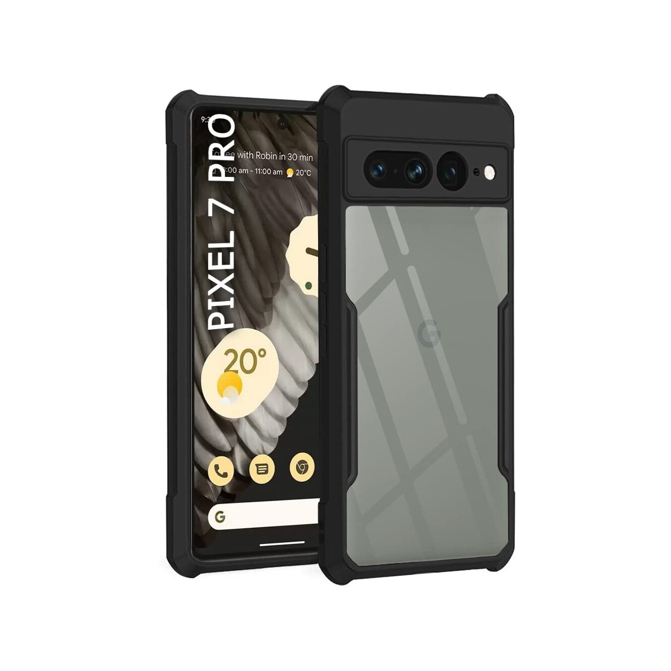 Husa telefon, pentru Google Pixel 7 Pro 5G Bumper ultra subtire usor, moale TPU, acrilic transparent capac spate， Clear Black