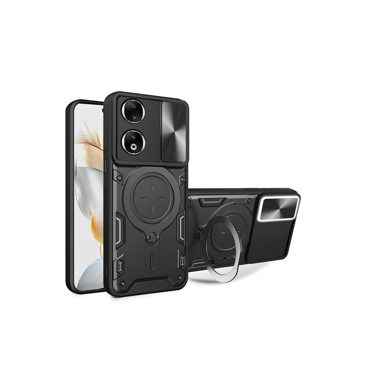 Кейс за телефон Honor 90 5G, военна защита, магнитен държач, черен