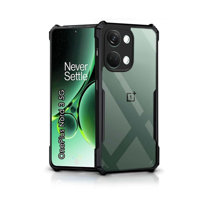 Кейс за телефон OnePlus Nord 3 5G ултра тънък прозрачен черен