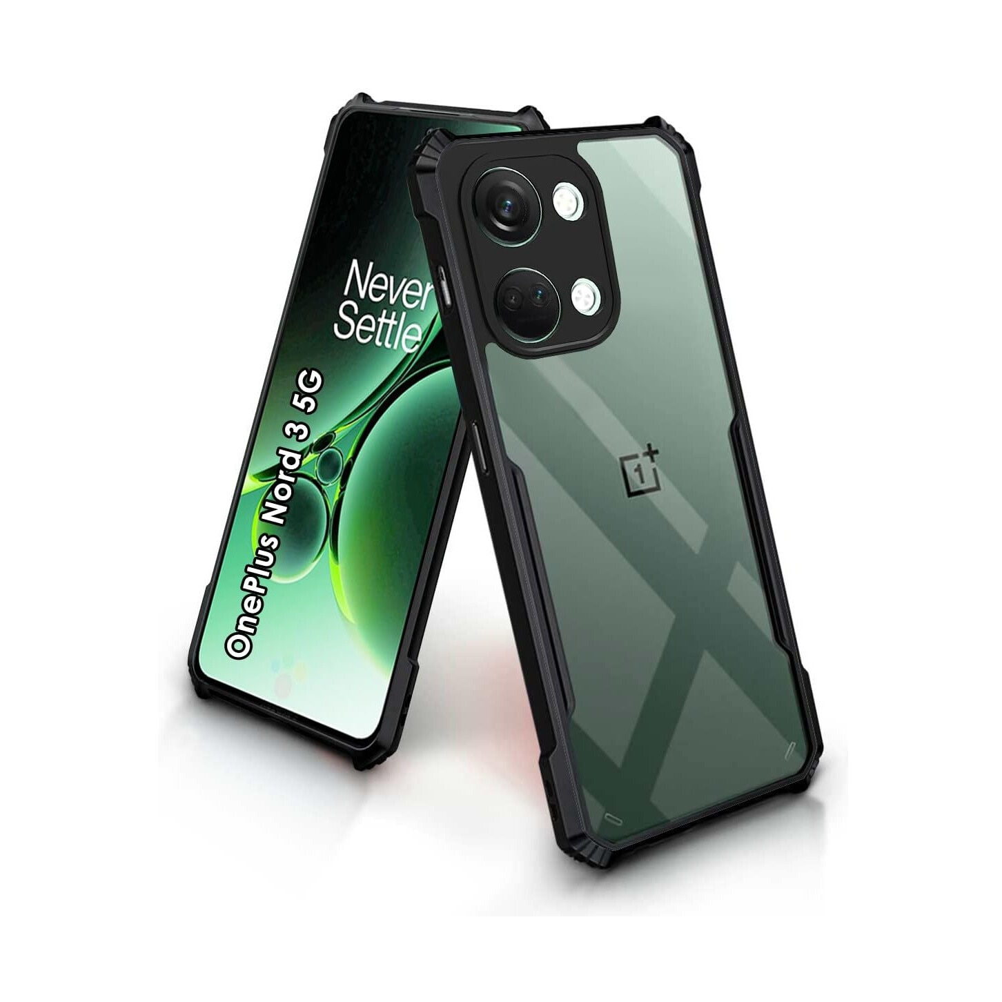 Husa telefon, pentru OnePlus Nord 3 5G Bumper ultra subtire usor, moale TPU, acrilic transparent capac spate， Clear Black
