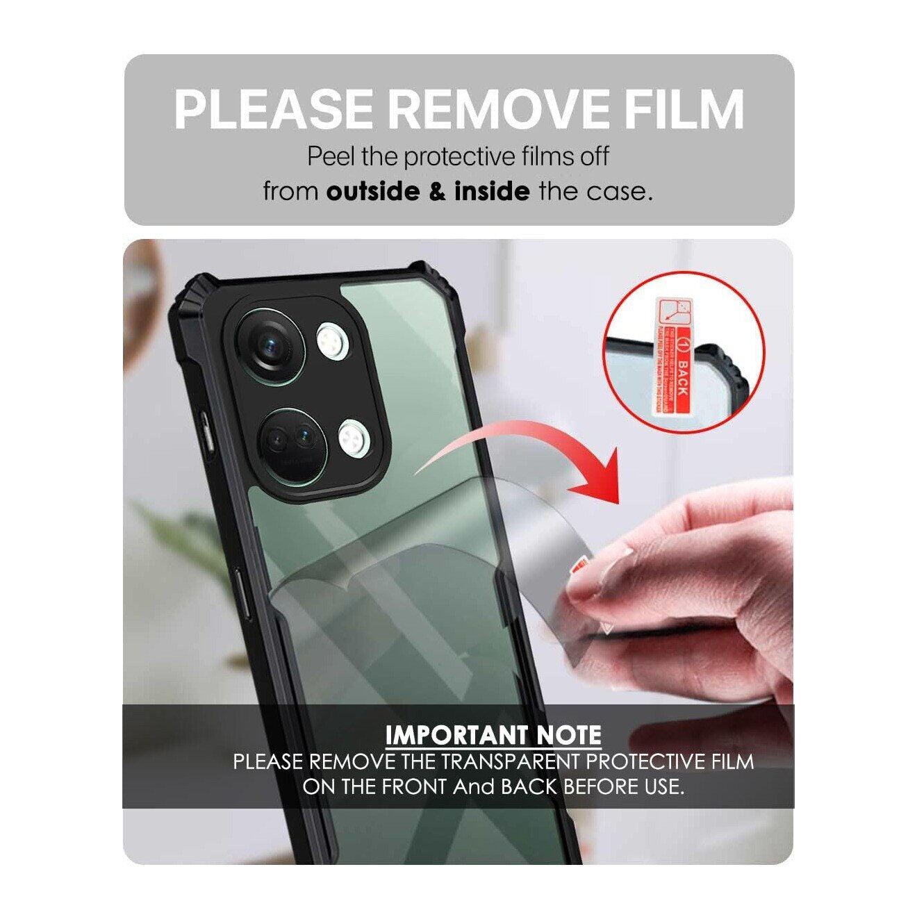 Husa telefon, pentru OnePlus Nord 3 5G Bumper ultra subtire usor, moale TPU, acrilic transparent capac spate， Clear Black
