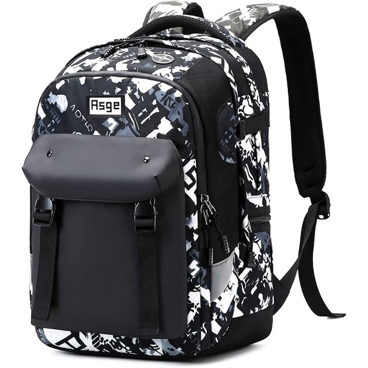 Asge hátizsák fiúknak, vízálló, nylon, nagy kapacitású, szürke, 47x31x27cm