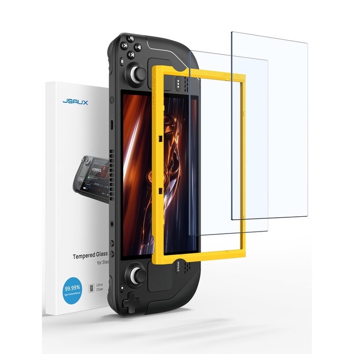 JSAUX üveg képernyővédő tok Steam Deck LCD-hez és OLED-hez, 2,7 hüvelykes készlet, ultra HD, ujjlenyomat-mentes