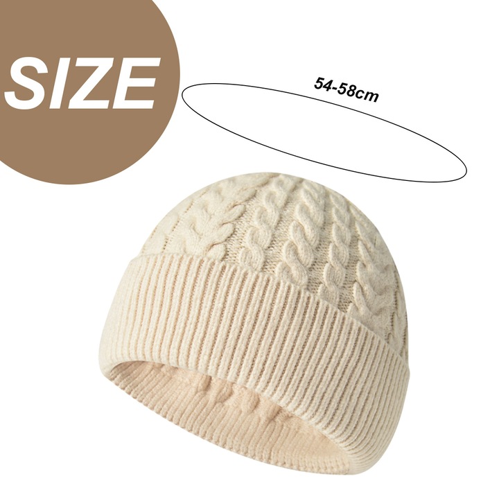 Caciula tricotata unisex, calduroasa, off-white