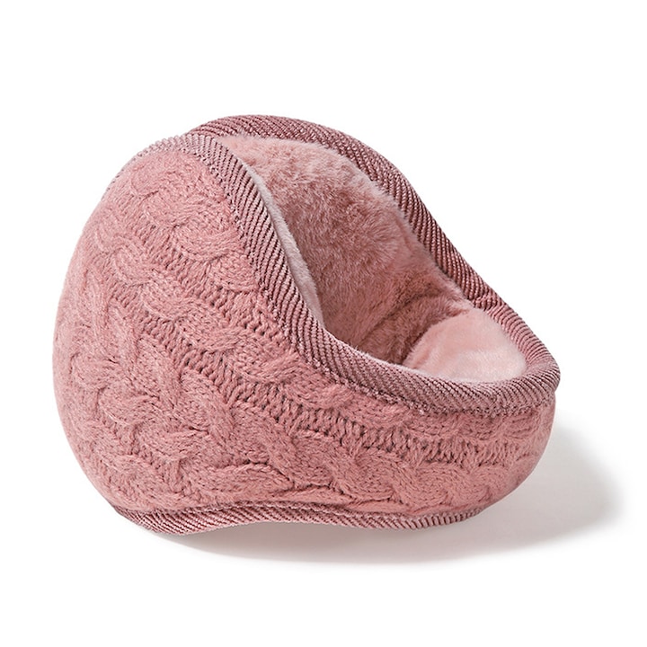 Casti de iarna, roz, 1 set, lana sintetica, dimensiuni 45x12cm