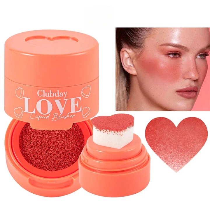 AONYIYI Cheeky Stamp pirosító púder, szív alakú applikátor, korall, 03