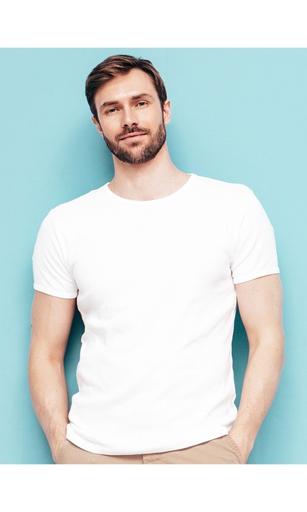 Tricou clasic pentru barbati, Kariban, 185g, Alb