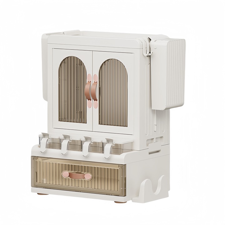 Set recipient pentru condimente, 3 straturi, alb, 36x28x52cm, capacitate 10l