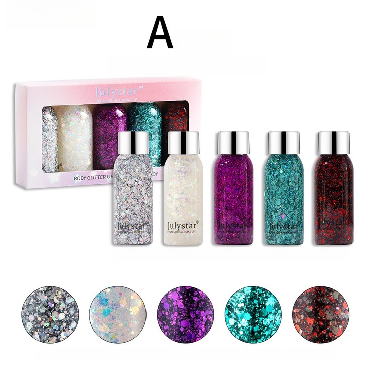 JULYSTAR® Set fard de pleoape lichid, Poate fi folosit pe corp, buze, par, obraji, multicolor, A