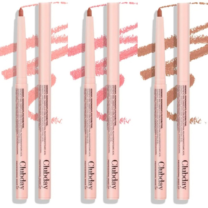 Clubday® Creion de buze, set 3, mat, roz, 01