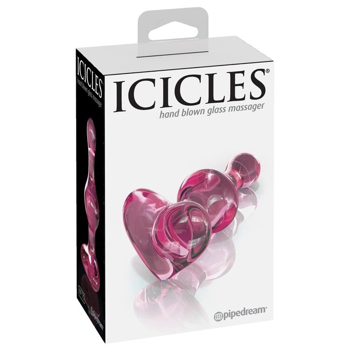 Dop anal, din sticla, Icicles, 9,5cm, hipoalergenic, 3,4cm