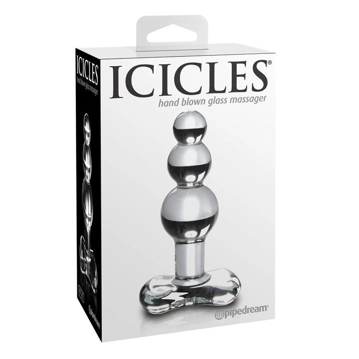Üveg masszázsdugó, Icicles, 10,5 cm, hipoallergén, O 3,5 cm