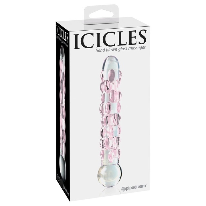 Дилдо, Icicles, 17.8см, стъкло, антиалергичен материал, със стимуланти