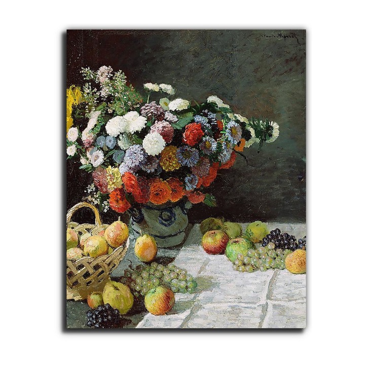 Claude Monet: Csendélet virágokkal és gyümölcsökkel (1869), vászonkép, 120x150