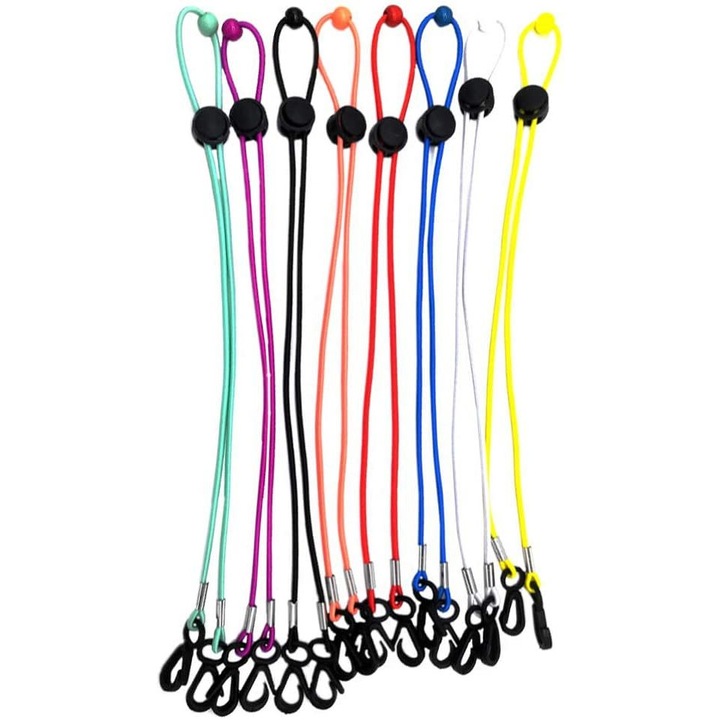 Set 24 bucati curele elastice pentru masti, multicolor, 66cm