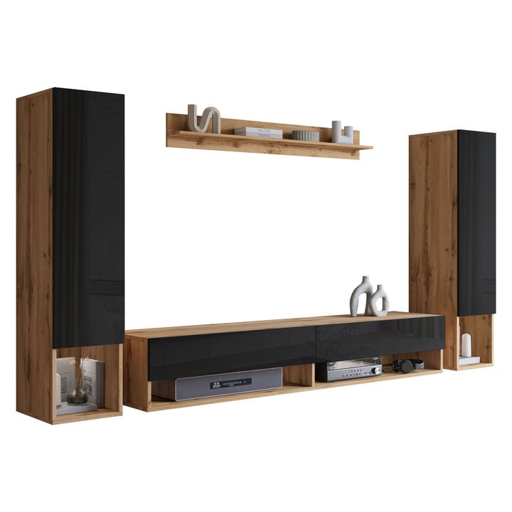 Set living camera de zi Wikez II, MIRJAN24, wotan / negru lucios