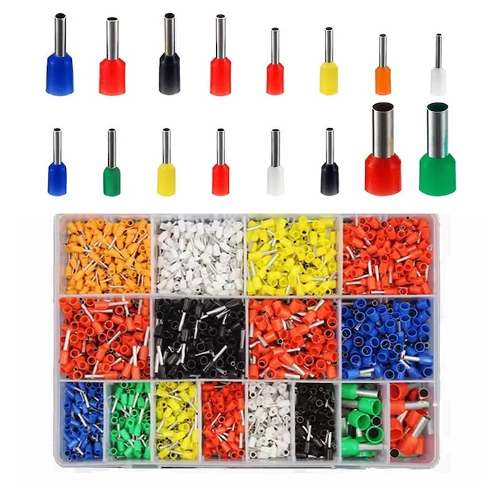Set 2120 pini ferule terminali, 0,5-16mm², kashemano, pentru conductori electrici, Plastic/Metal, Multicolor