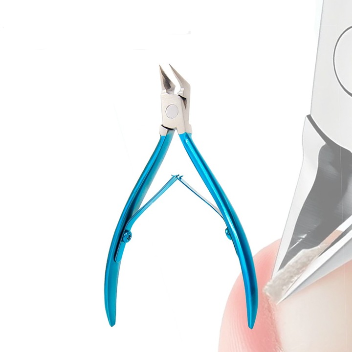 Професионални клещи за маникюр и педикюр, Нокторезачка, за дебели нокти и враснали нокти, Инструменти за грижа за краката, 6.5x10 см, Неръждаема стомана, Премахва мъртвата кожа, Неплъзгаща се, Синя