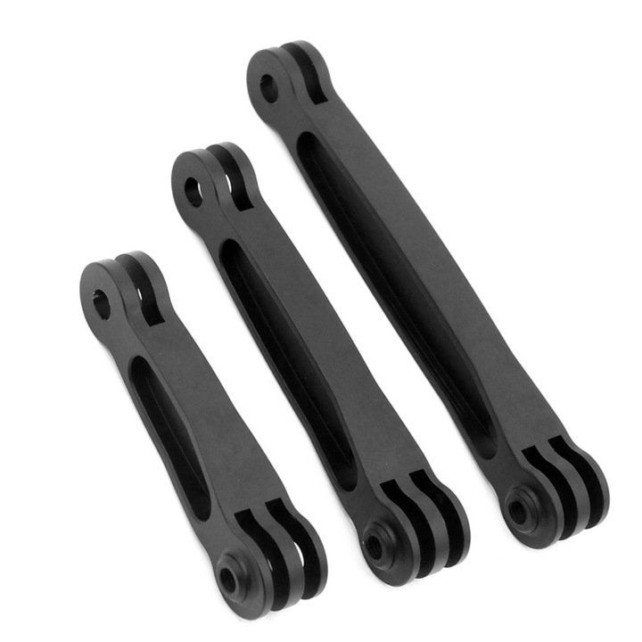 Set 3 Adaptoare de Extensii pentru Casca din Aluminiu compatibile cu camere video sport pentru GoPro Hero 1 2 3 + 4 5 6 7 8 9 10 11 12 Session Mini Max Fusion, pentru insta360 One X Go, pentru SJcam, pentru DJI, pentru Universa, Extins, 3 in 1, metal