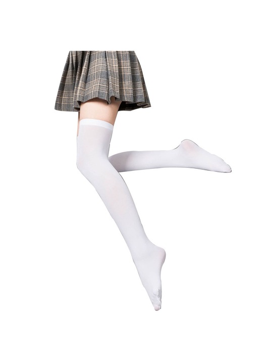 Női térdig érő zokni, fehér, nylon, One Size