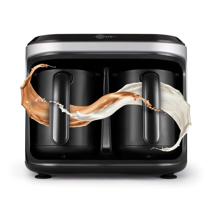 Aparat de cafea turceasca Karaca Hatir Hups Duet, Gri, 1400W, 2 rezervoare, 600 ml, 10 cesti