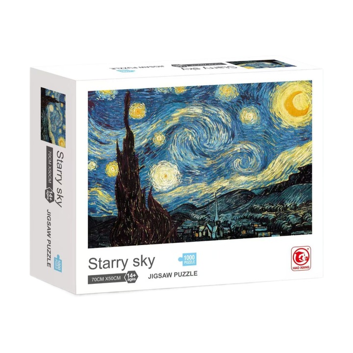 Csillagos éjszaka puzzle, 1000 db, 70x50cm, karton, felnőtteknek és gyerekeknek, +14 év